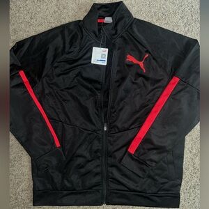 Puma Men's Black Windbreaker with Red Accents